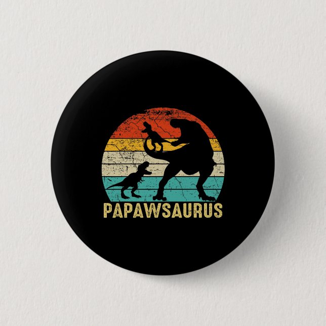 Papawsaurus Rex Papaw Dinosaur 2 Barn Fars Dag  Knapp (Framsida)