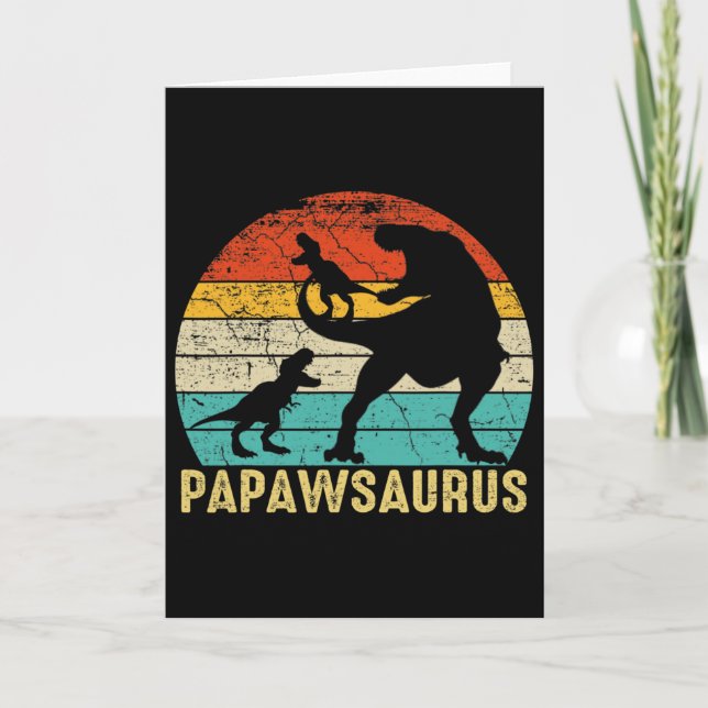 Papawsaurus Rex Papaw Dinosaur 2 Barn Fars Dag  Kort (Framsida)