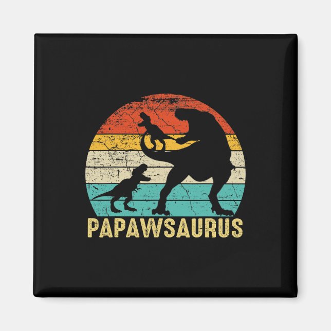 Papawsaurus Rex Papaw Dinosaur 2 Barn Fars Dag  Magnet (Framsidan)