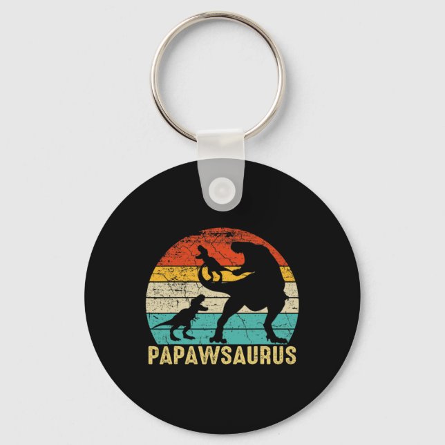 Papawsaurus Rex Papaw Dinosaur 2 Barn Fars Dag  Nyckelring (Framsida)