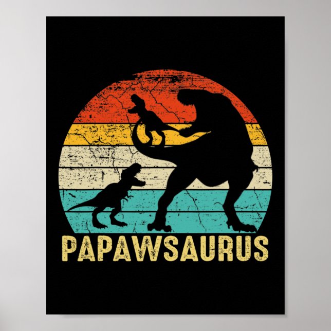 Papawsaurus Rex Papaw Dinosaur 2 Barn Fars Dag  Poster (Framsidan)