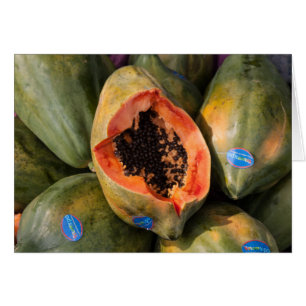 Papaya Fruit Sliced Open Black Seeds Greeting Card OBS Kort