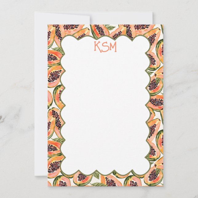 Papaya Fruit Watercolor Anpassningsbar Stationery Inbjudningar (Framsida)
