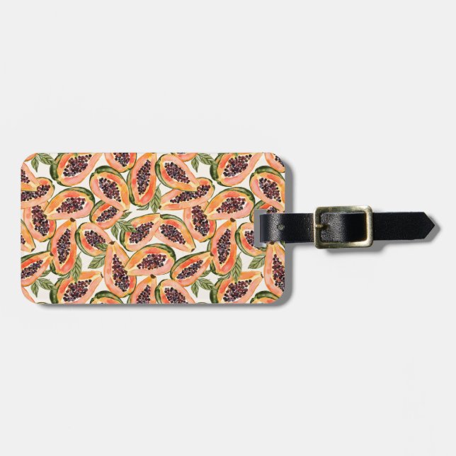 Papaya Fruit Watercolor Bagagebricka (Horisontell Framsida)