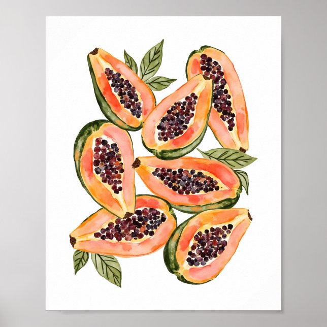Papaya Fruit Watercolor Poster (Framsidan)