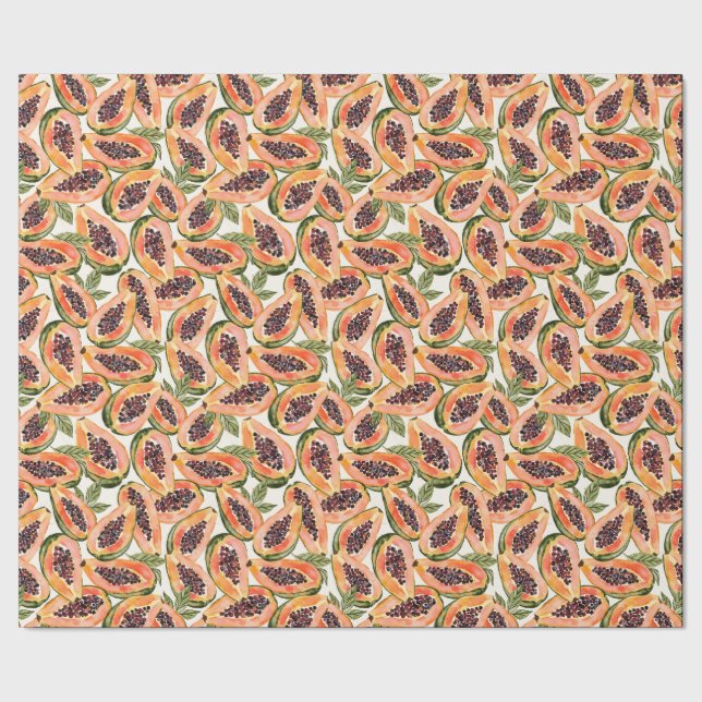 Papaya Fruit Watercolor Presentpapper (Seam)