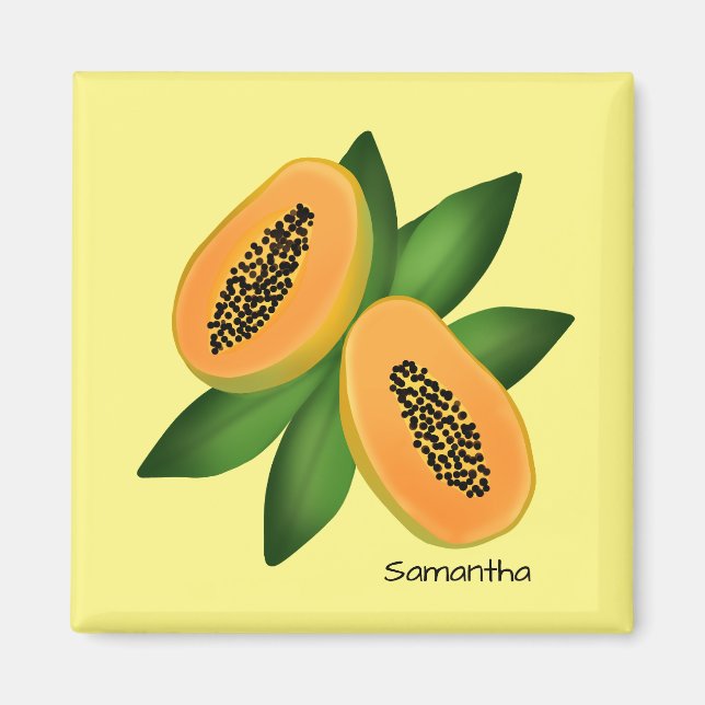 Papaya Fruit Wrapping Papper Magnet (Framsidan)