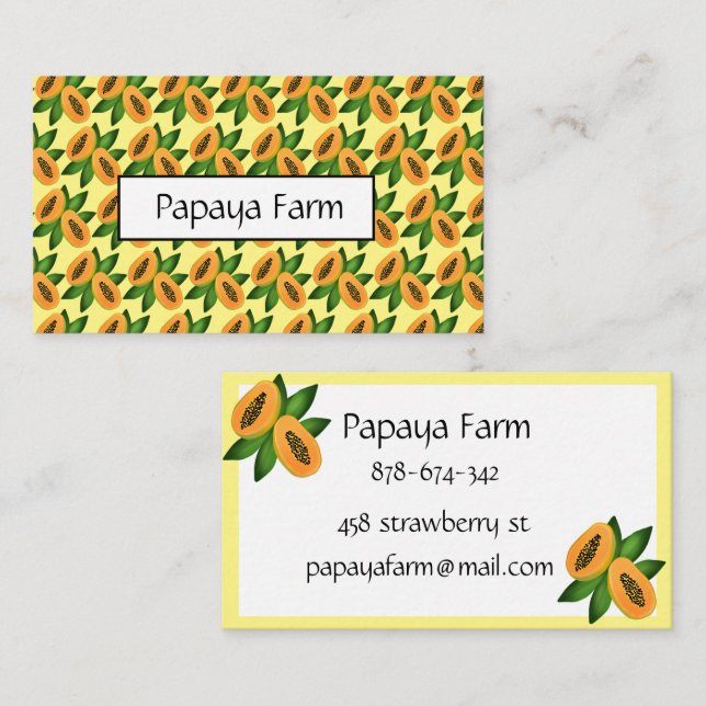 Papaya Fruit Wrapping Papper Visitkort (Fram/baksida)