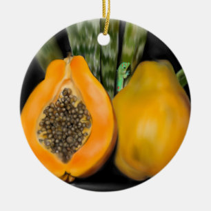 Papaya Gecko Julgransprydnad Keramik