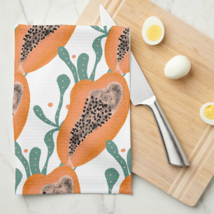 Papaya Hand Tropisk Frukt Mönster Kökshandduk