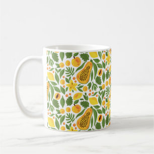 Papaya lemon peach mango fruits exotic tropik seam kaffemugg