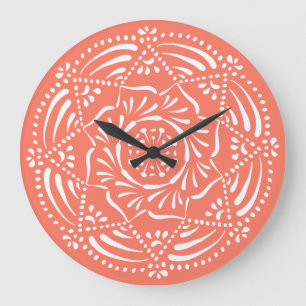 Papaya Mandala Stor Klocka