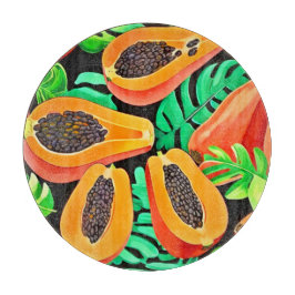 Papaya och blad Färskt Mönster