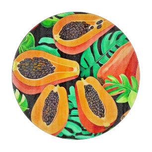 Papaya och blad Färskt Mönster