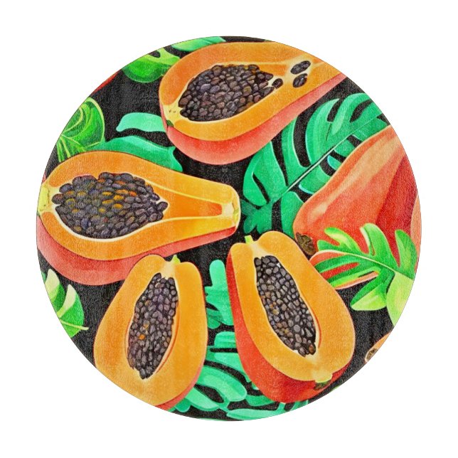 Papaya och blad Färskt Mönster (Framsidan)