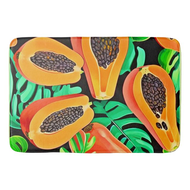 Papaya och Löv Fresh Mönster Badrumsmatta (Framsidan)