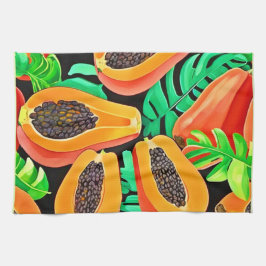 Papaya och Löv Fresh Mönster Kökshandduk