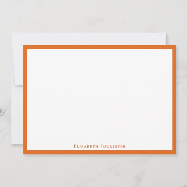 Papaya Orange Simple Minimalist Gräns Note Card Anteckningskort (Framsida)