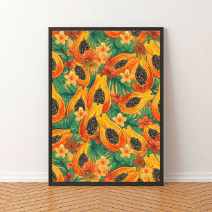 Papaya Paradis Tropisk Akvarell Frukt Poster