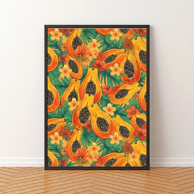 Papaya Paradis | Tropisk Akvarell Frukt Poster (Skapare uppladdad)