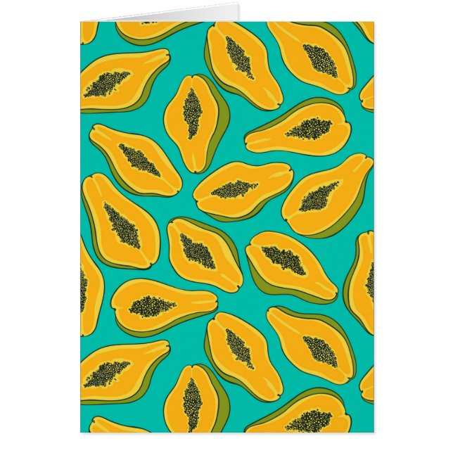Papaya slices on turquoise hälsningskort (Framsidan)