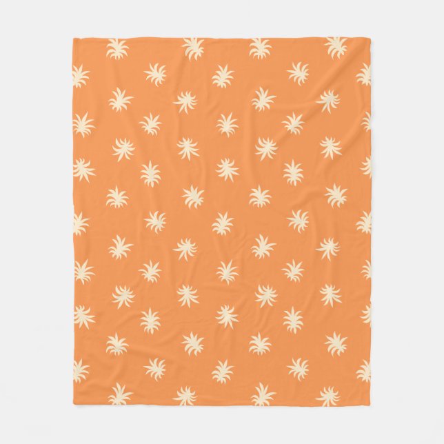 Papaya Sunset Vibrant Orange Blommig Mixer Fleecefilt (Framsidan)