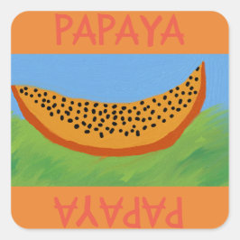 papaya tecknad draw fyrkantigt klistermärke
