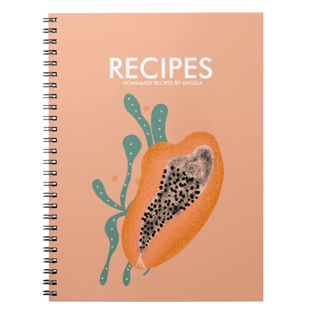 Papaya Tropical Fruit Abstrakt Recipe Anteckningsbok (Framsidan)