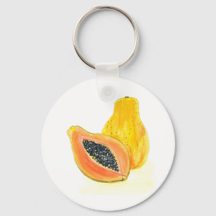 Papaya Vattencolor Fruit orange exotic food Nyckelring