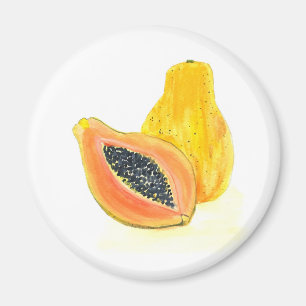 Papaya vattenfärg magnet