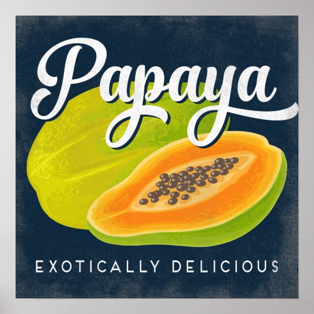 Papaya Vintage Fruit Label Poster (Framsidan)