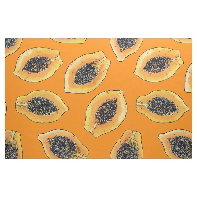 Papayasegment på orangen tyg (Fat Quarter)
