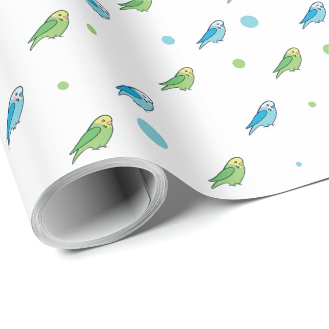 Papegoj polka prickigt inslagspapper presentpapper (Rullad Hörn)