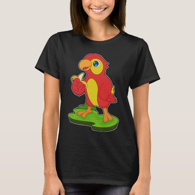 Papegoja Banan Frukt T Shirt (Framsida)