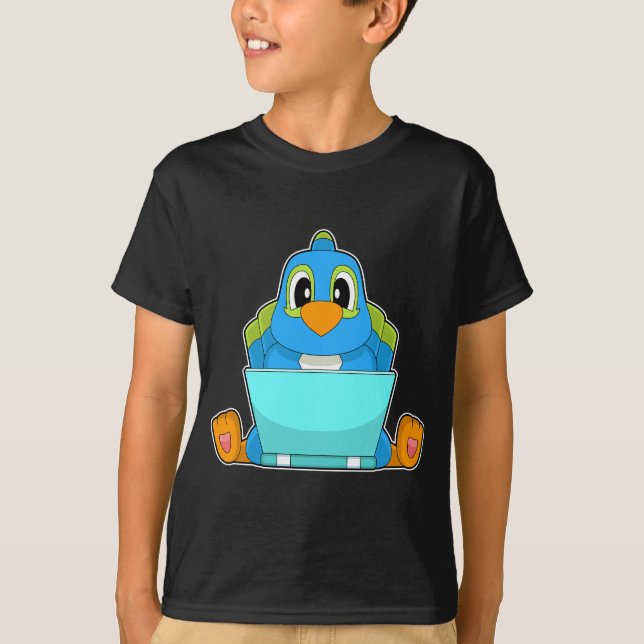Papegoja Bärbar Dator T Shirt (Framsida)