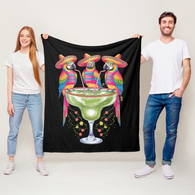 Papegoja Cinco De Mayo Rolig Drickande Mexikansk F Fleecefilt (På plats)