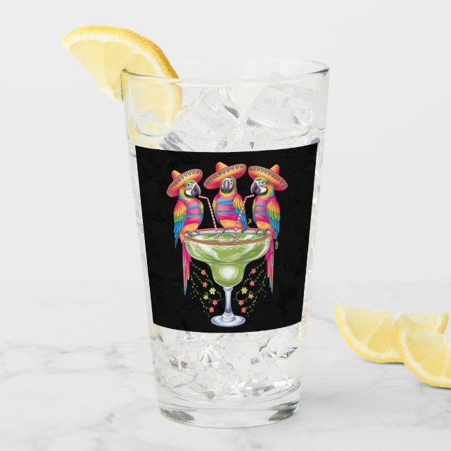 Papegoja Cinco De Mayo Rolig Drickande Mexikansk F Glaskopp (Framsida Ice)