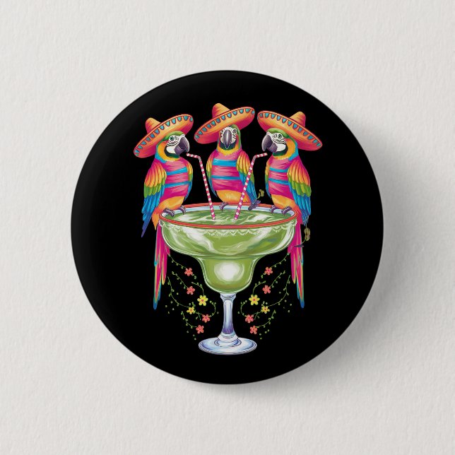 Papegoja Cinco De Mayo Rolig Drickande Mexikansk F Knapp (Framsida)