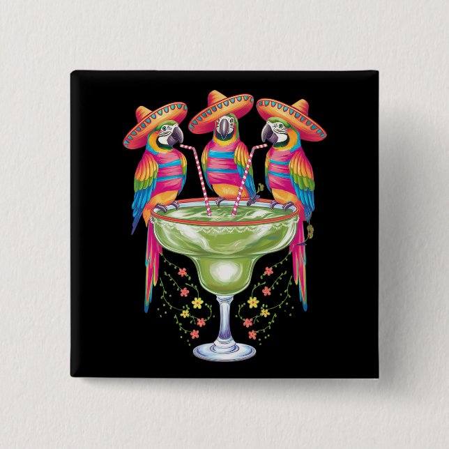 Papegoja Cinco De Mayo Rolig Drickande Mexikansk F Knapp (Framsida)