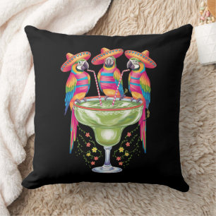 Papegoja Cinco De Mayo Rolig Drickande Mexikansk F Kudde