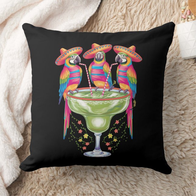 Papegoja Cinco De Mayo Rolig Drickande Mexikansk F Kudde (Filt)