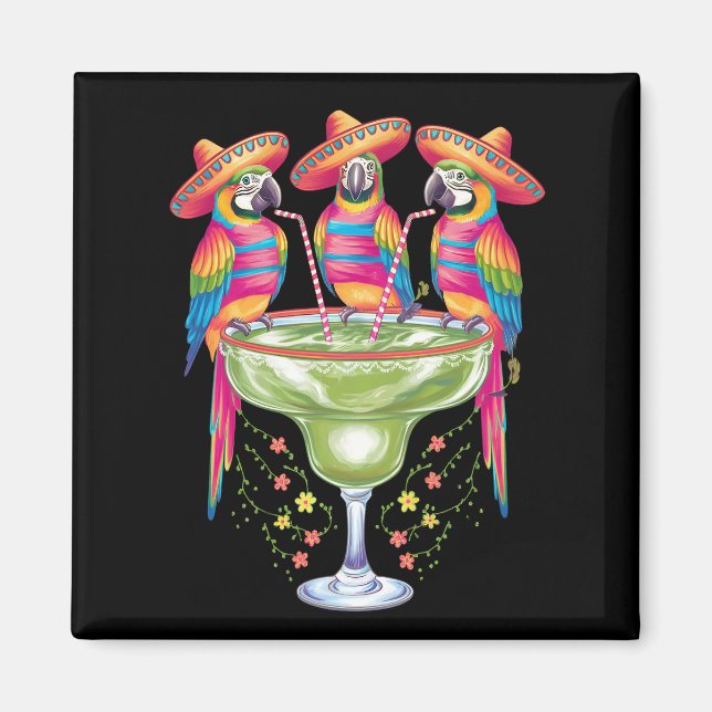 Papegoja Cinco De Mayo Rolig Drickande Mexikansk F Magnet (Framsidan)