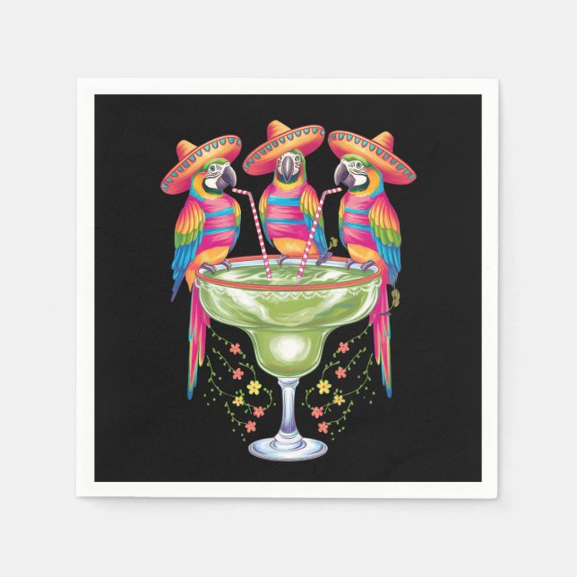 Papegoja Cinco De Mayo Rolig Drickande Mexikansk F Pappersservett (Framsidan)