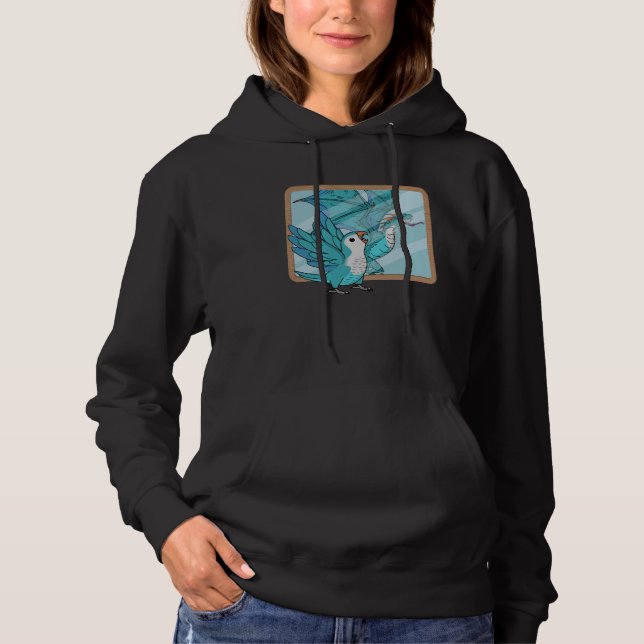 Papegoja & Drakreflektion I Blå Munk Parakit Kv T Shirt (Framsida)