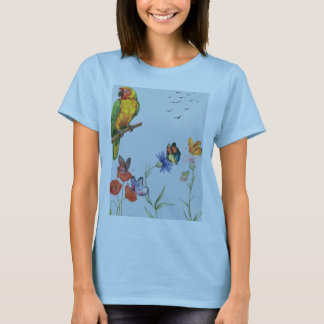 papegoja . fjärilar blomster tee