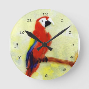 Papegoja för Macaw för fågelkonst färgrik Rund Klocka