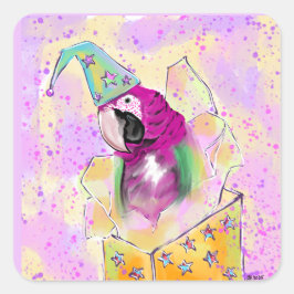 Papegoja Fyrkantigt Klistermärke