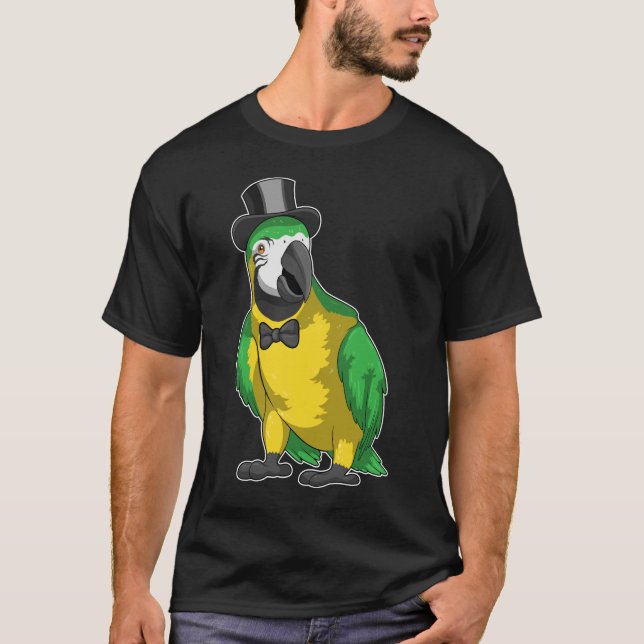 Papegoja Groom Cylinder Bröllop T Shirt (Framsida)