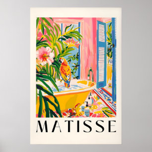 Papegoja i badkar konsttryck Matisse stil badrum Poster