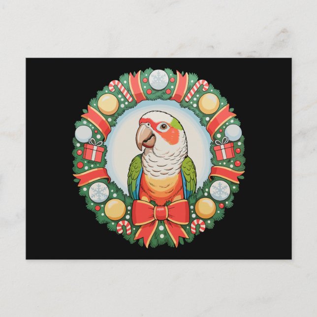 Papegoja julkrans Grön kind Conure jul Helg Vykort (Framsida)